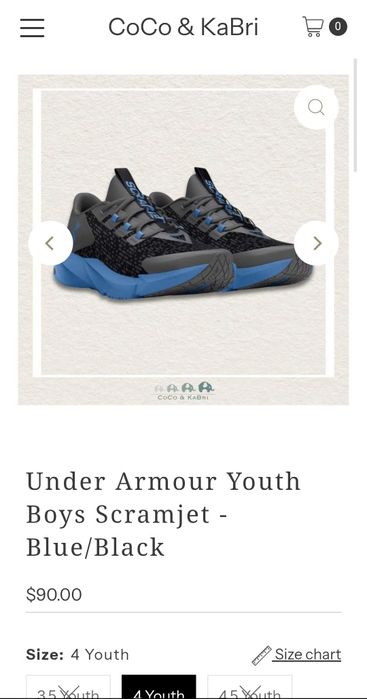 Under Armour Youth Boys Scramjet -Blue/Black 35.5 номер
