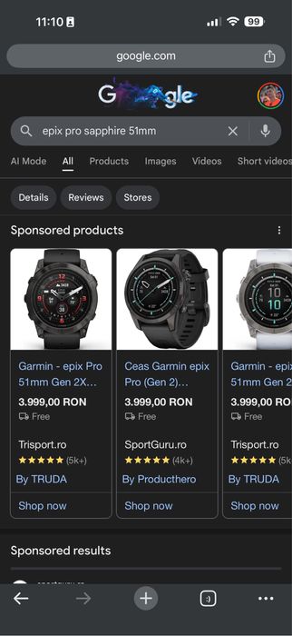 Ceas Garmin Epix 2 PRO 51mm Titanium Saphire, in stare excelenta