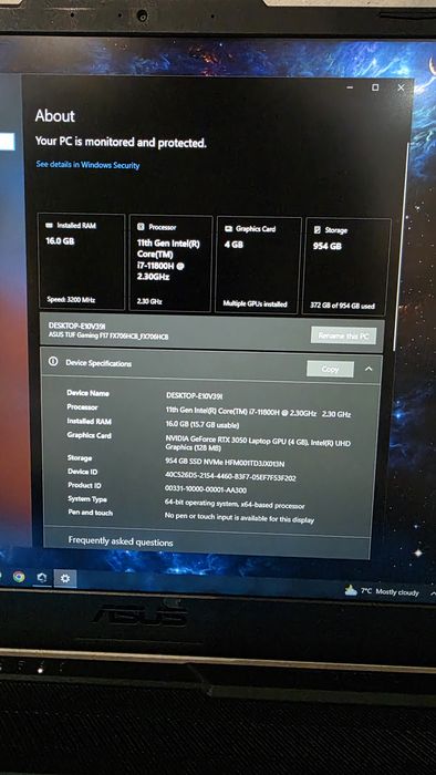 Asus Tuf F17 17.3inch RTX i7