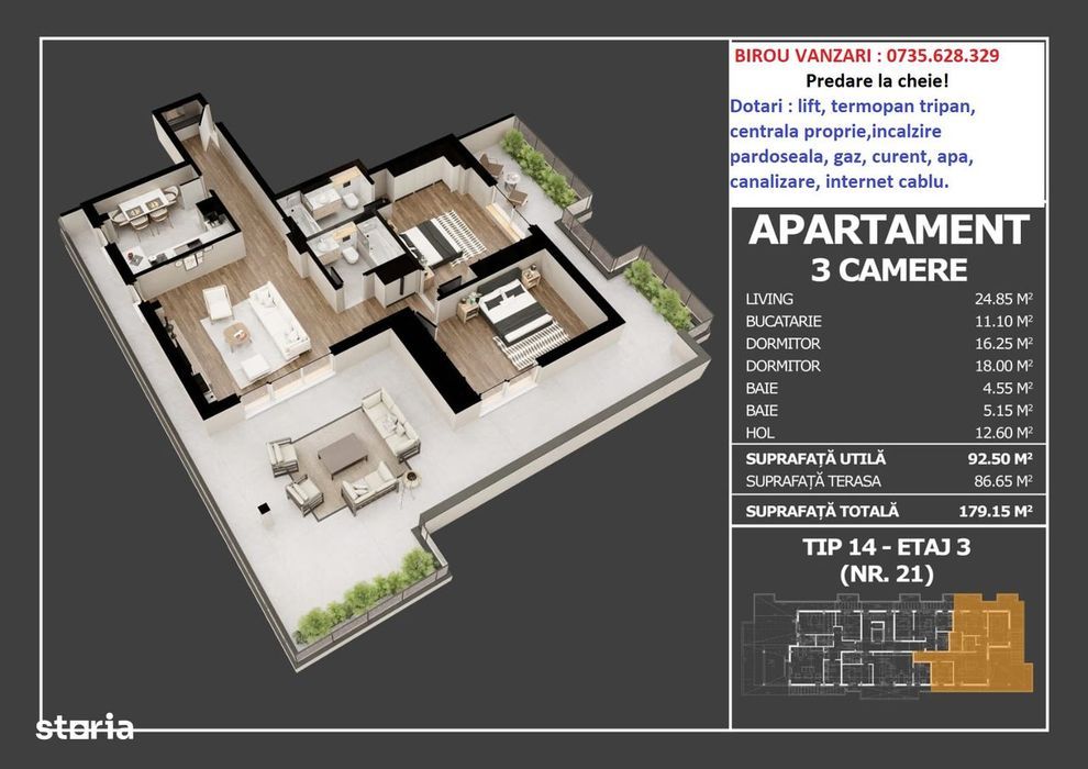 3 camere 93 mp cu terasa de 87 mp, 2 bai, Oltenitei, Laurentiu Raiciu — fotografia 1