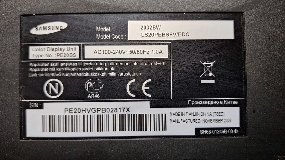 монитор samsung 20" с VGA и DVI входами