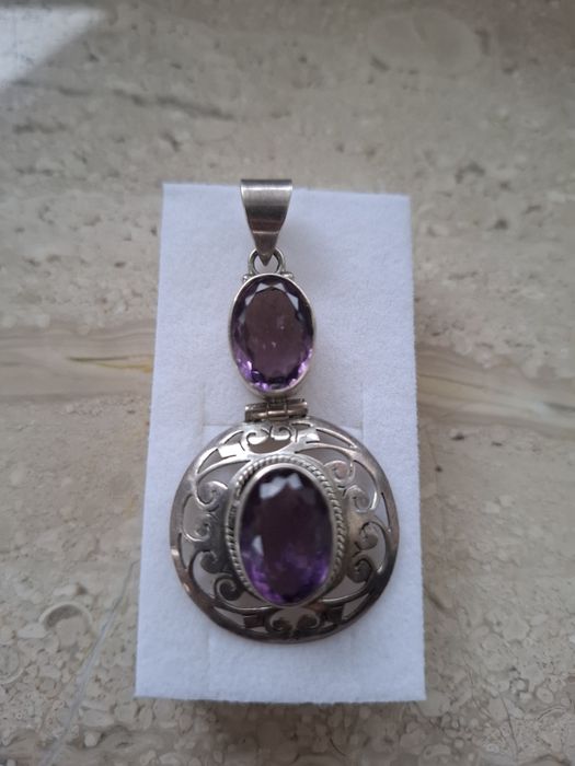 Pandantiv argint cu ametist fatetat