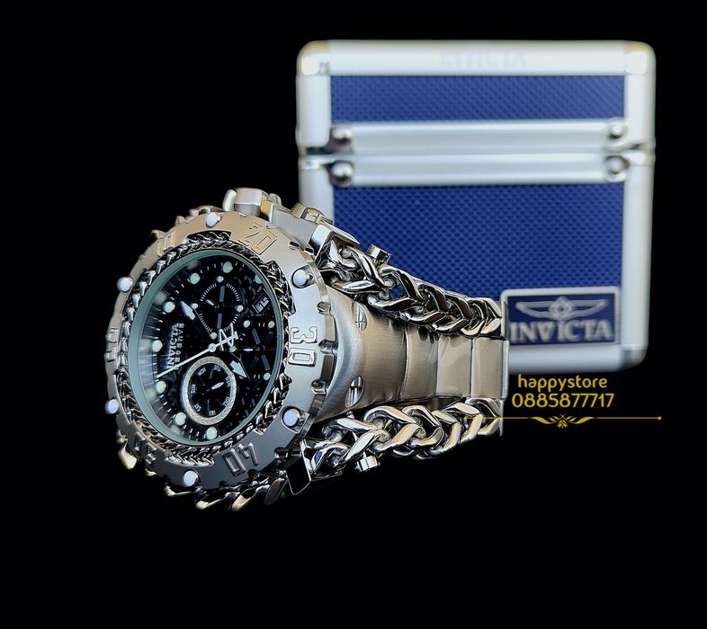 INVICTA Gladiator Silver black dial 60 mm, Инвикта нов ръчен часовник