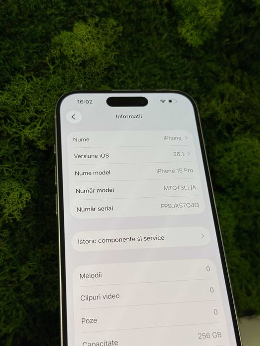 iPhone 15 Pro White Titanium Alb 256GB, 88% Baterie #7026