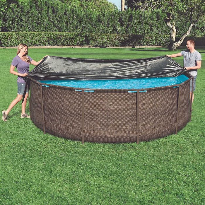 Prelata Acoperire Piscina Rotunda Cadru Metalic 366cm LivratGRATUIT