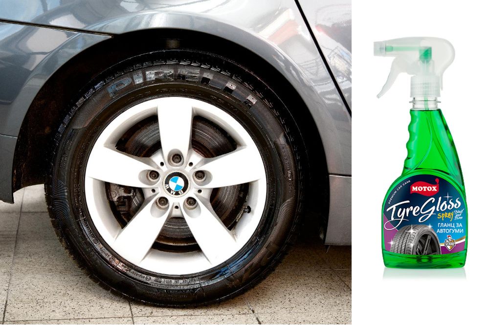 Гланц за Гуми - Мокър Ефект / Спрей за гланциране / Гума Пластмаса