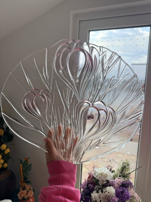 Platou mare sticla Vintage