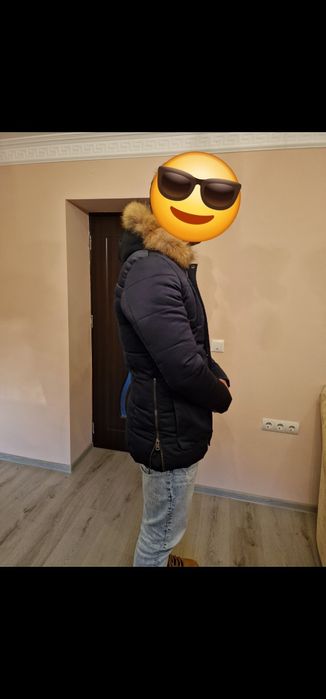 Geaca bărbați cu blană albastru inchis