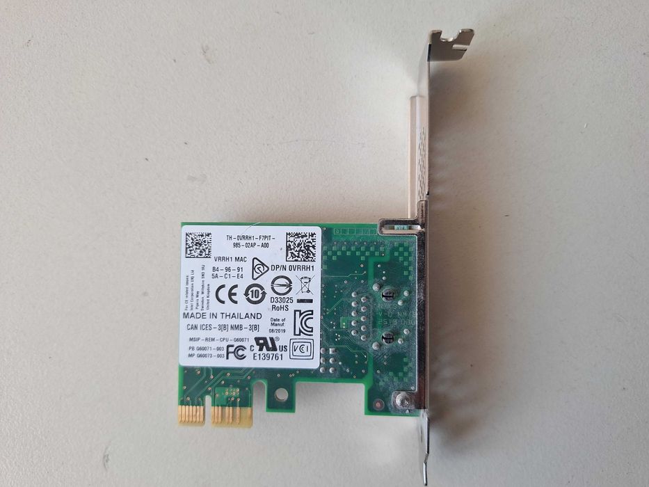 Placă rețea Dell VRRH1 Intel I210 Gigabit LAN PCIe x1 RJ45 1Gbps