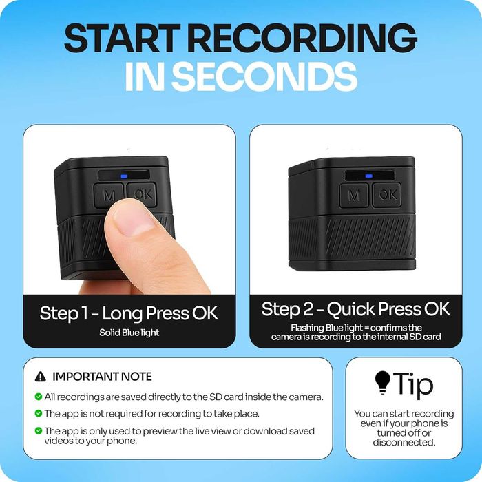 TIROL SUPPLIES Ултралека екшън камера | 170° широкоъгълна