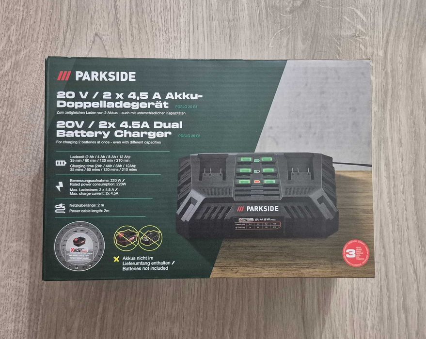 Încarcator Dublu Rapid Parkside 20V 2x4.5A