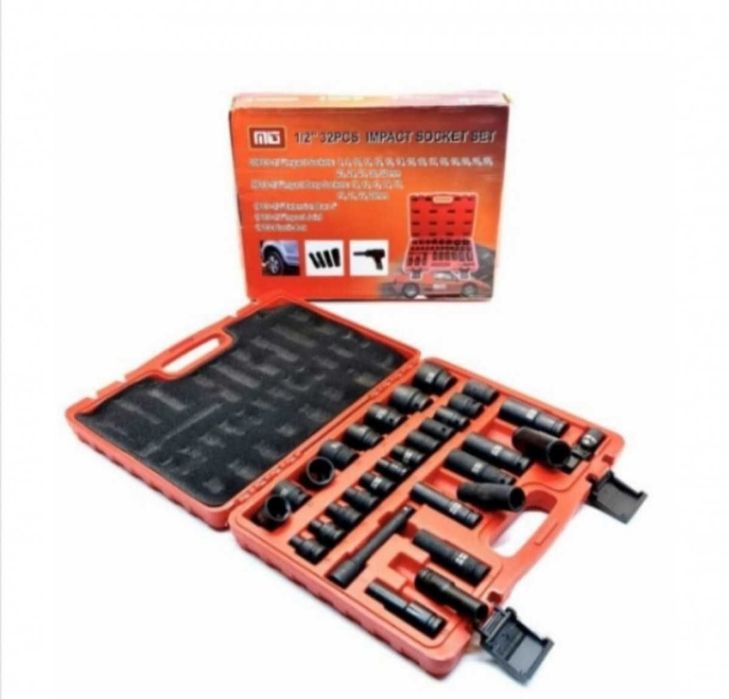 Trusa chei tubulare de impact lungi si scurte 32 piese 1/2"