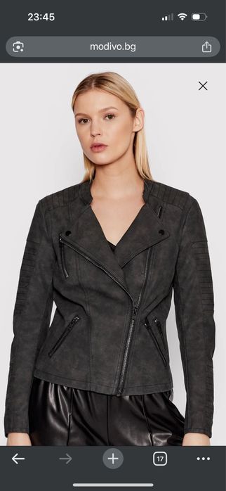 Кожено черно яке Only, размер S