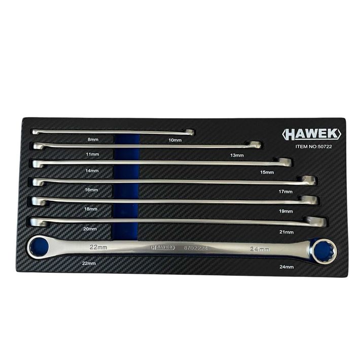 Комплект дълги звездогаечни ключове 7 части, 8 – 24 мм HAWEK