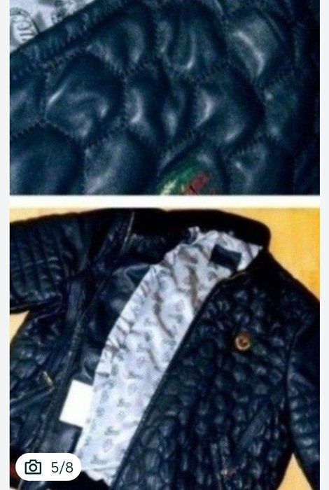 Geaca piele naturala, logo metalic auriu,import Italia, saculet, etich