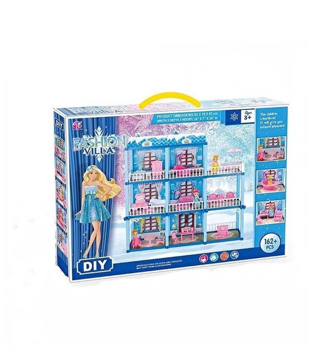 Голяма къща за кукли на 3 етажа с мебели и аксесоари – 162 части