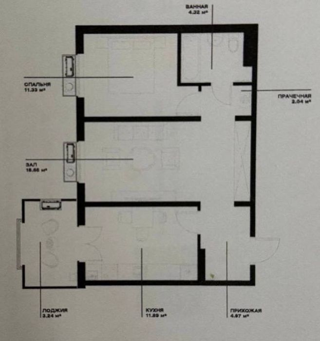 Квартира ЖК O'z Makon 2/6/16 56 м2