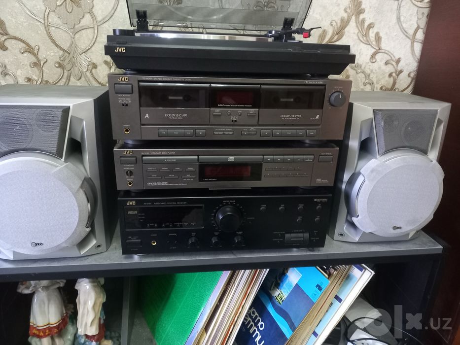 JVC комплект, вертушка, усилитель, дека, CD плеер, колонки