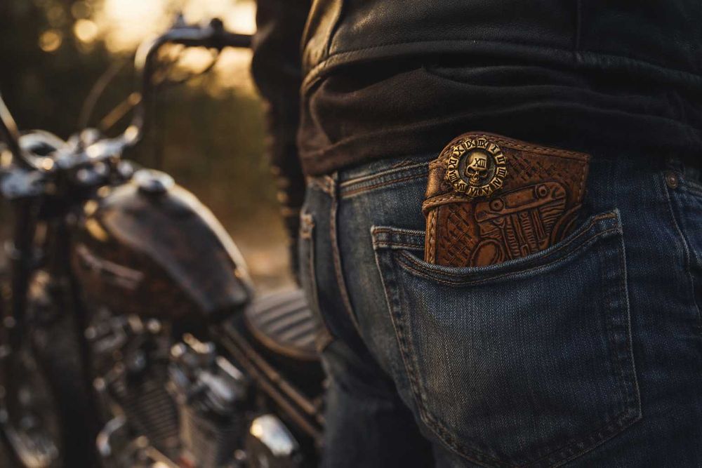 Red light Ръчно изработен кожен портфейл Bad Ass Edition