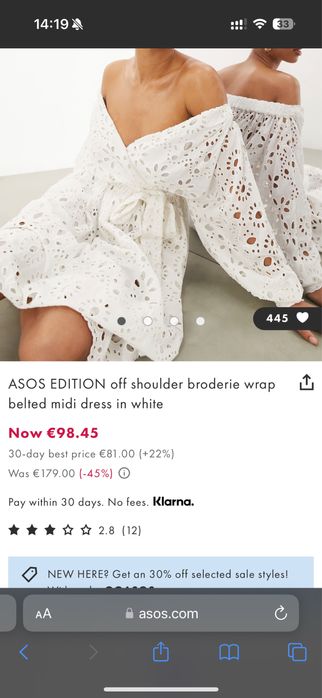 Rochie Asos broderie UK 16 corespunde 42-44