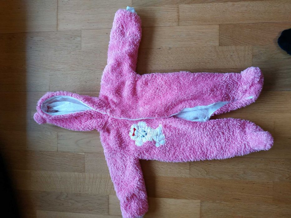 Combinezon fetițe, roz, flausat de primăvară