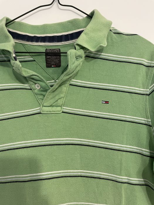 Tricou polo de la Tommy Hilfiger verde cu dungi
