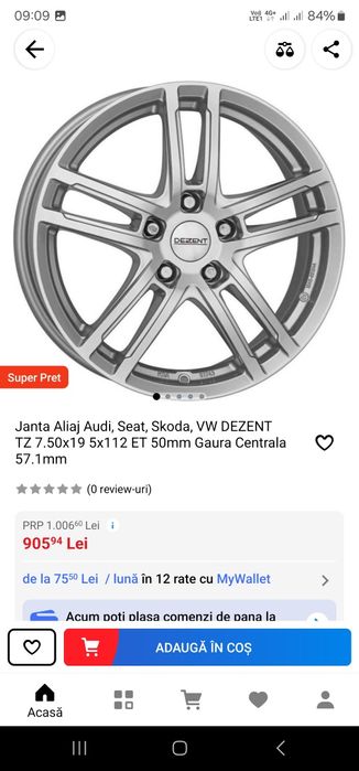 Jante Dezent 19 inch 5x112  noi niciodată montate