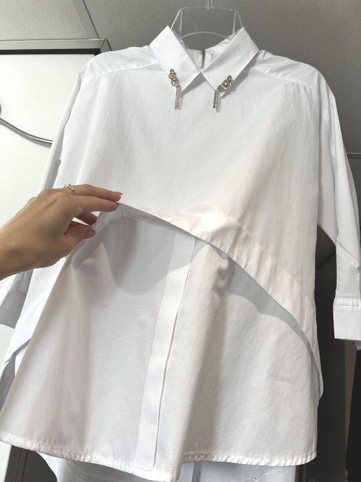 Camasa alba Bebe Plus oversized cu accesorii la guler