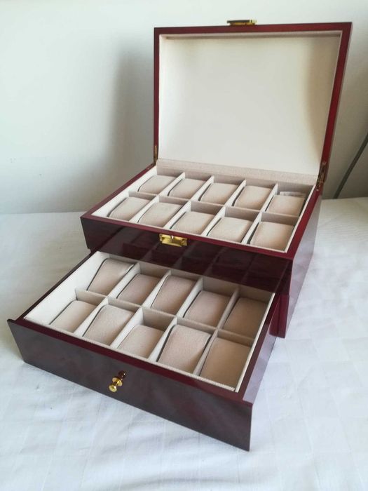 Cutie Caseta Depozitare Ceasuri Lemn pentru 6,10,12 și 20