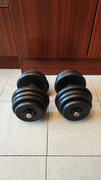 Разглобяеми Гумирани Дъмбели, Регулируеми Каучукови Гири - 2 х 20 кг