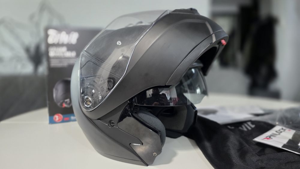 Casca moto modulara flip-up mărime M  (57-58 cm) Crivit  neagra