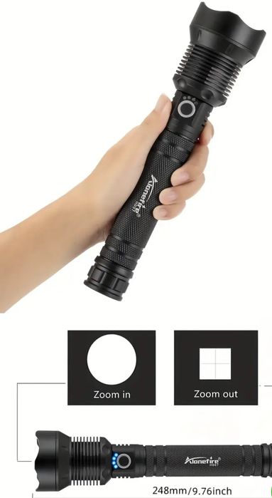 2 Baterii de 3000incluse Lanterna LED 4000lumeni 500metri Profesionala