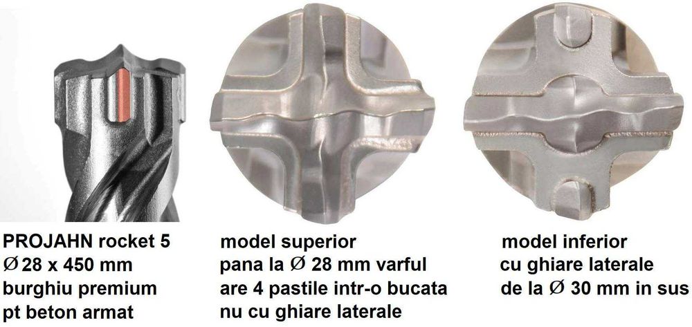 Burghiu beton armat PROJAHN ROCKET 5 28x450 mm sds plus NOU