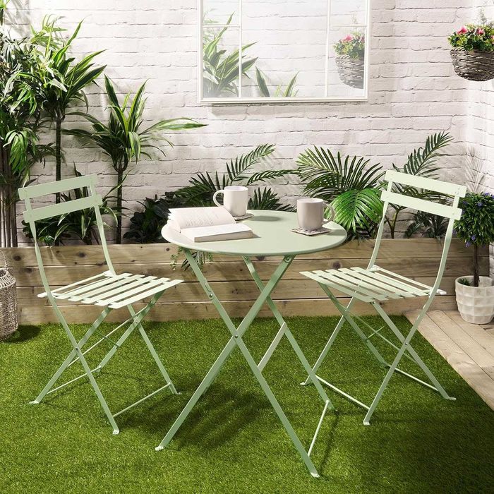 Set Bistro Flair mobilier terasa gradina, 2 scaune + masa, otel vopsit