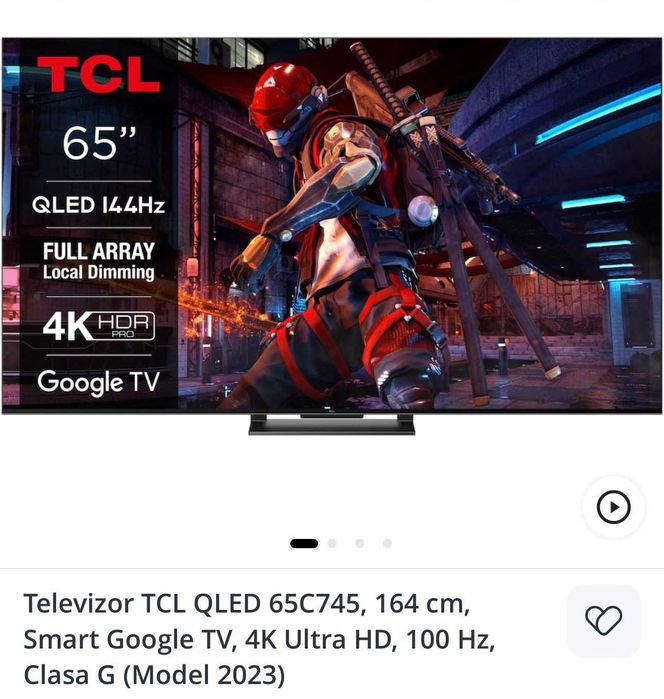 TCL QLED 164 cm Smart Google TV 144hz