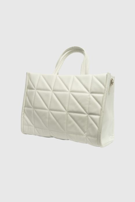 НОВО! ЛИКВИДАЦИЯ! Капитонирана дамска чанта голям размер-бяло