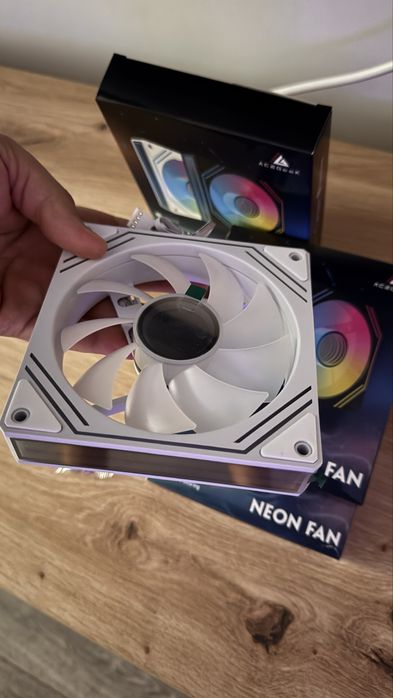 Set 3 Ventilatoare 120 mm Acegeek Neon ARGB, PWM, Infinity Mirror, White
