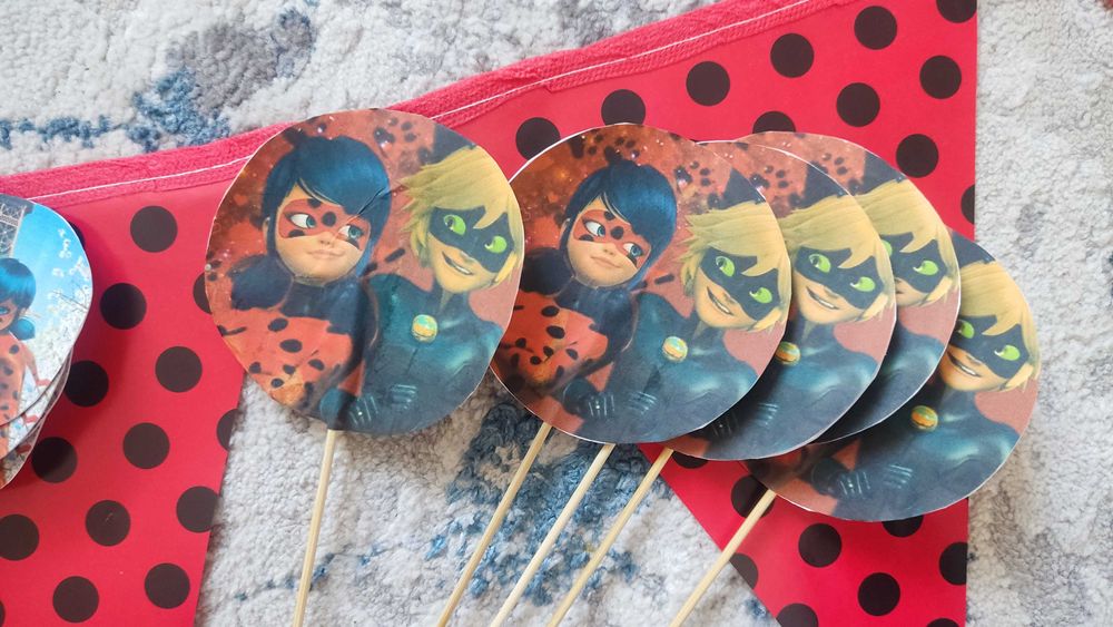 Украса/декорация за детски рожден ден/парти Калинката и Черния котарак