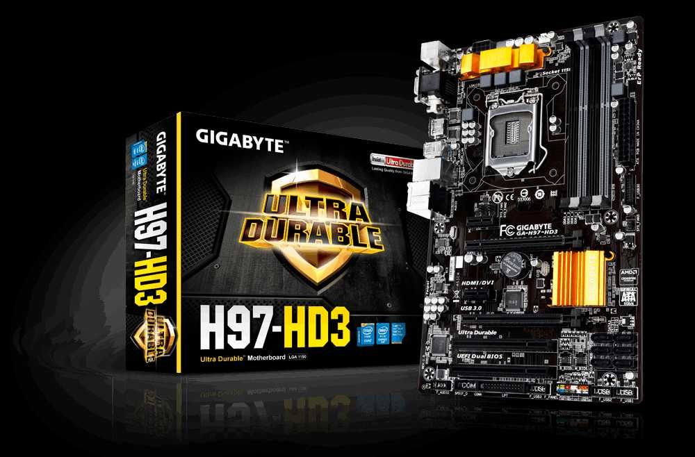 GIGABYTE GA-H97 HD3 DDR3 1150 soket holati ideal + Garantiya