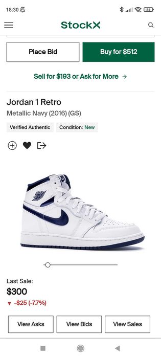 Jordan 1 Retro Metallic Navy