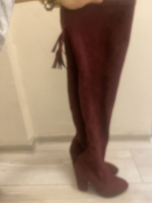 Бордо ботуши до бедрото