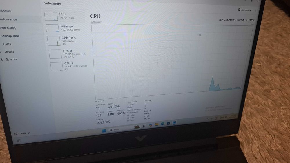 Laptop Gaming HP Victus i7-13620H/16GB RAM/512GB SSD/RTX4060 8GBCa nou