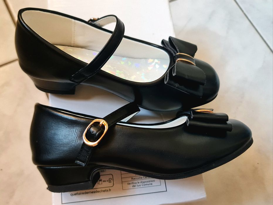 Pantofi piele negri  fete mar 28