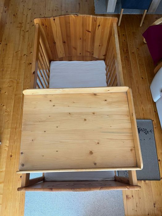 Pat copii din lemn cu saltea de cocos - husa detasabila