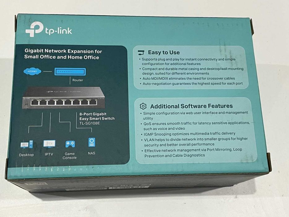 Нов TP-Link TL-SG108E 8-Port Gigabit Easy Smart Switch