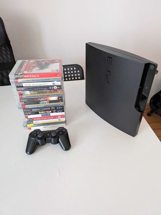 PlayStation 3 Slim Modat + Controller Original PS3 + Colectie Jocuri