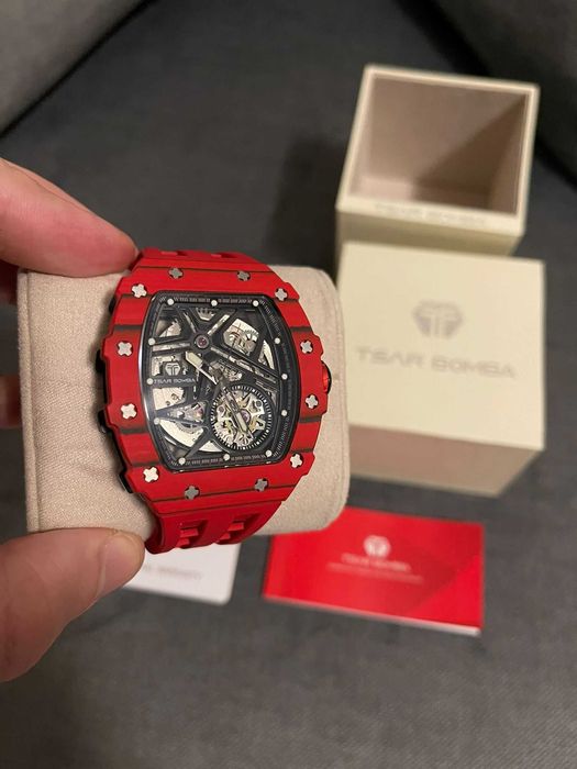 Ceas Automatic TSAR BOMBA - Skeleton Roșu - Full Box