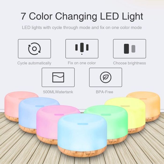 Дифузер за етерични масла с LED светлини и дистанционно