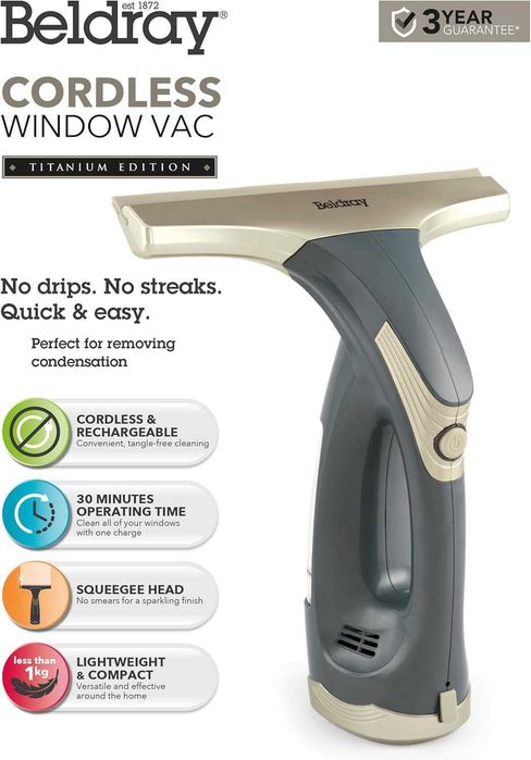 Beldray Titanium–акумулаторен уред за чистене/подсушаване на прозорци