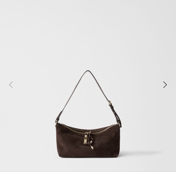 Дамска чанта Furla от естествен велур и кожа в кафяв цвят ш-25,5см. В-15см